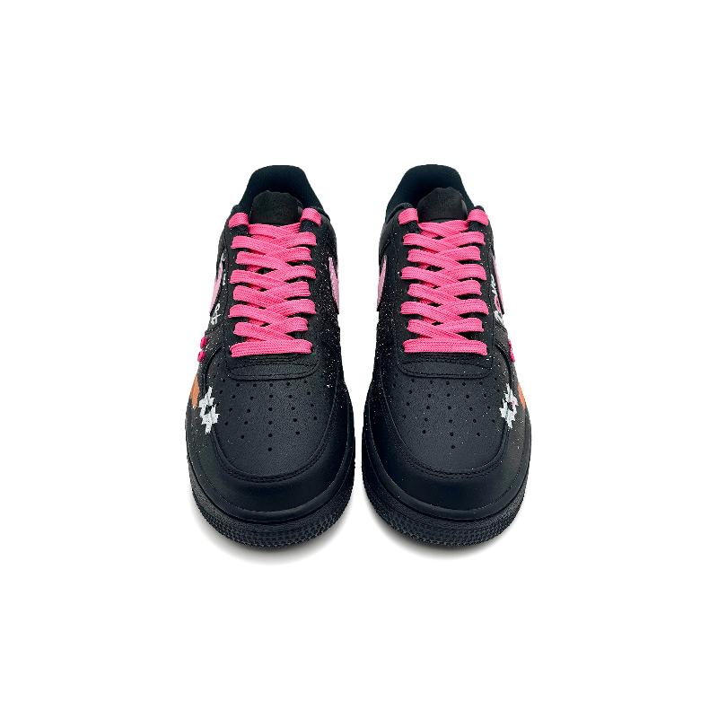[Custom Pink ink raspberry]  Air Force 1 Skateboarding Shoes Men Low-top Black/pink
