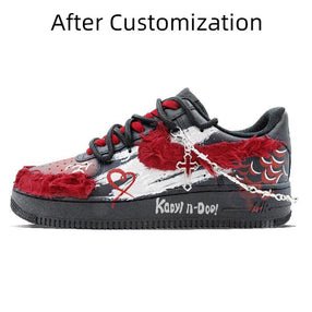 [Custom Black Dragon Limited] Nike Air Force 1 Skateboarding Shoes Unisex Low-top Black/Red