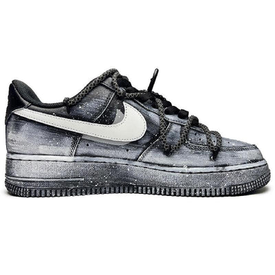 [Custom The male and female versions of the Magpie Bridge and the starry River]  Air Force 1 Skateboarding Shoes Unisex Low-top Black/white/gray