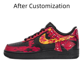 [Custom Male samurai of the Warring States period] Nike Air Force 1 Skateboarding Shoes Men Low-top Black/Red
