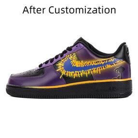 [Custom Men's setting sun afterglow] Nike Air Force 1 Skateboarding Shoes Men Low-top Purple/Gold