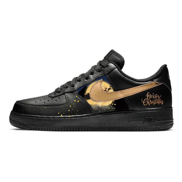 [Custom Christmas Eve]  Air Force 1 Skateboard Shoes Unisex Low-Top Black