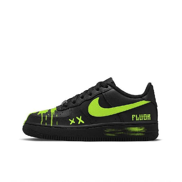 [Custom Night fireflies]  Air Force 1 Skateboarding Shoes Unisex Low-top Black/Green