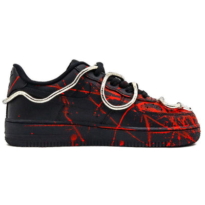 [Custom The male version of the Leaping Snake]  Air Force 1 Skateboarding Shoes Men Low-top Black/Red