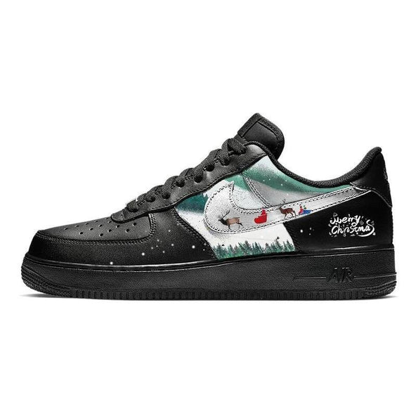 [Custom Christmas sled]  Air Force 1 Skateboard Shoes Unisex Low-Top Black/White