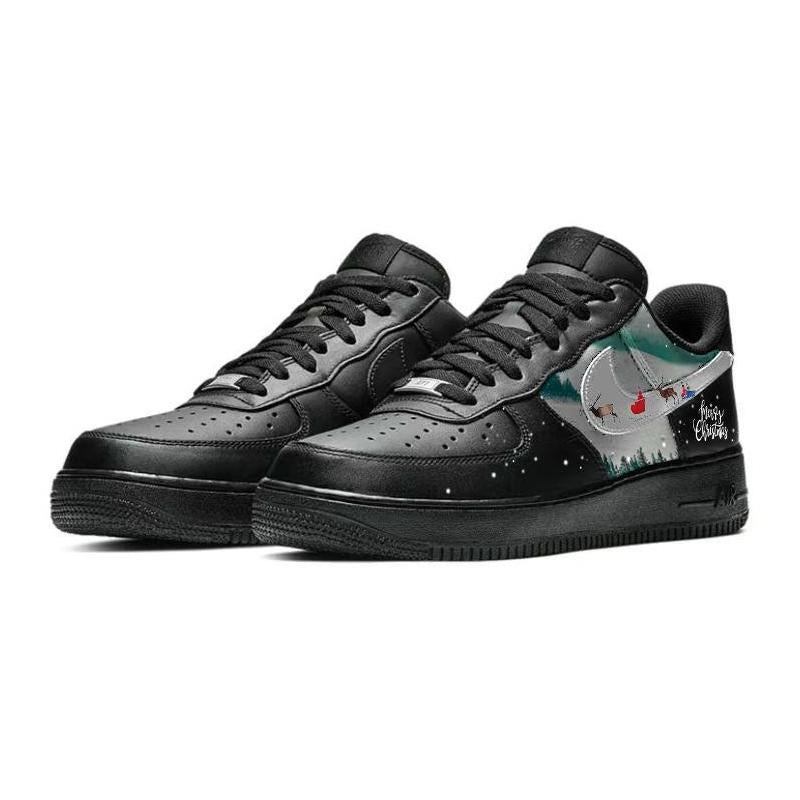 [Custom Christmas sled]  Air Force 1 Skateboard Shoes Unisex Low-Top Black/White