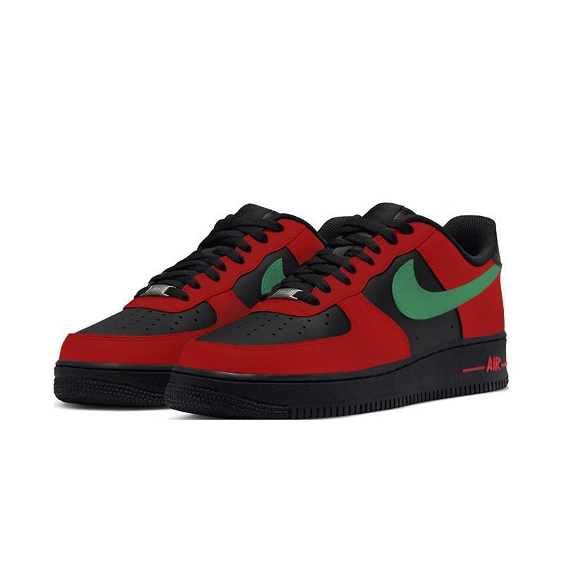 [Custom The crimson night is lush and green]  Air Force 1 Skateboard Shoes Unisex Low-Top Red