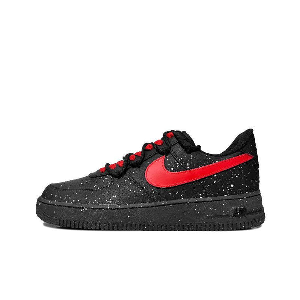 [Custom Red stars all over the sky]  Air Force 1 Anti-Slip Wear-Resistant Low-Top Skateboard Shoes Unisex Black Red