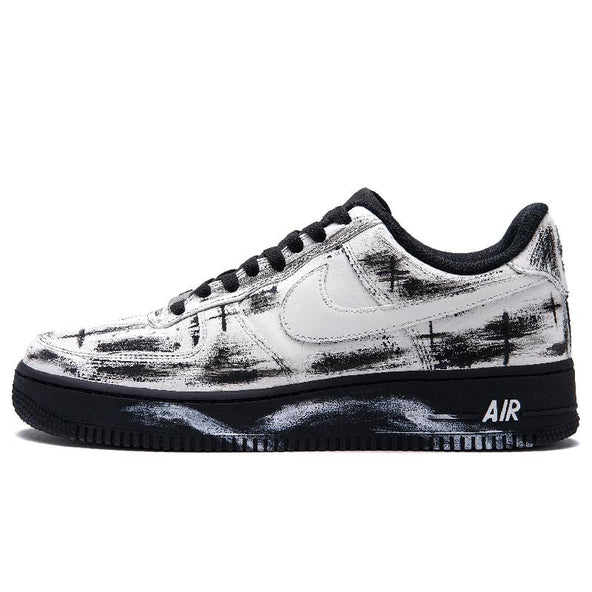[Custom Polar day]  Air Force 1 Skateboard Shoes Unisex Low-Top White/Black