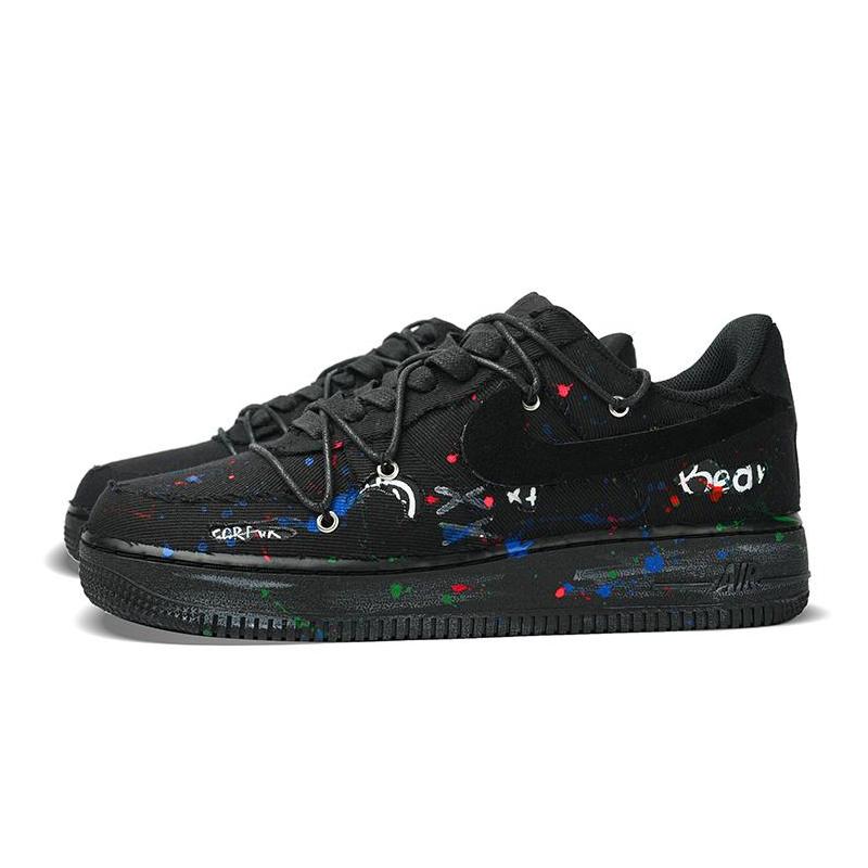 [Custom Men's low-top mischievous bear sneakers]  Air Force 1 Skateboard Shoes Unisex Low-Top White