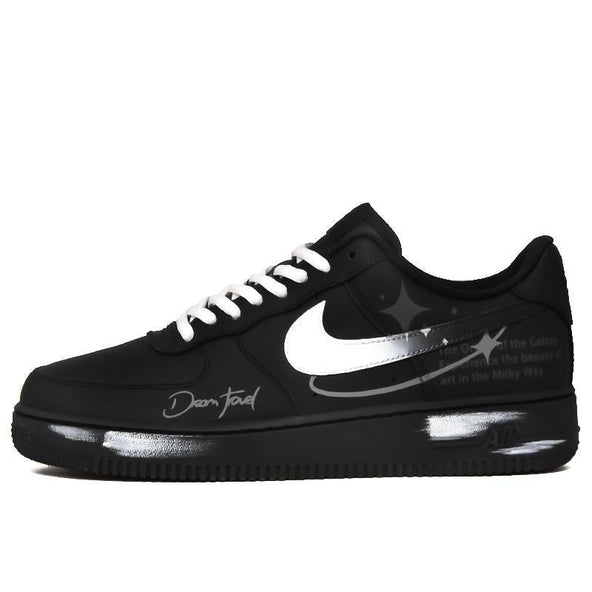 [Custom Silver moonlight]  Air Force 1 Skateboard Shoes Unisex Low-Top Black/White