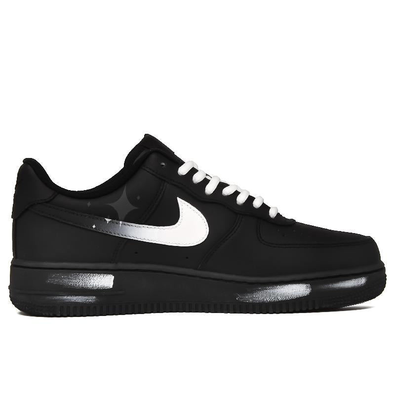 [Custom Silver moonlight]  Air Force 1 Skateboard Shoes Unisex Low-Top Black/White