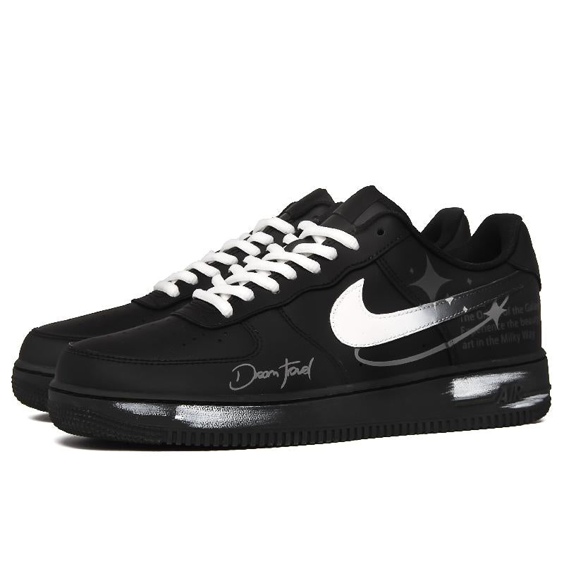 [Custom Silver moonlight]  Air Force 1 Skateboard Shoes Unisex Low-Top Black/White