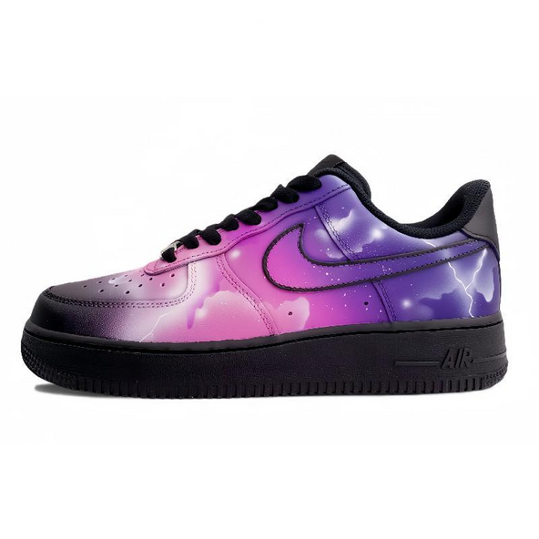 [Custom Interstellar navigation]  Air Force 1 Skateboarding Shoes Unisex Low-top Black/purple/pink