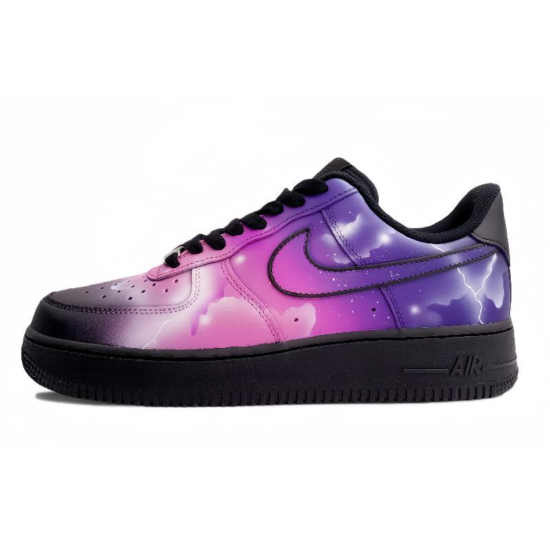 [Custom Interstellar navigation]  Air Force 1 Skateboarding Shoes Unisex Low-top Black/purple/pink