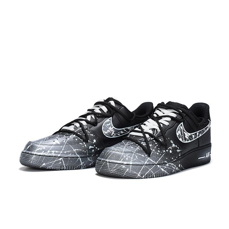 [Custom Starlight]  Air Force 1 Skateboard Shoes Unisex Low-Top White/Blue/Silver
