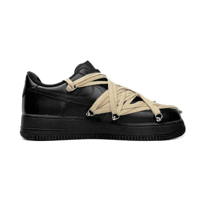 [Custom Black nine-pointed star straps for both men and women]  Air Force 1 Skateboarding Shoes Unisex