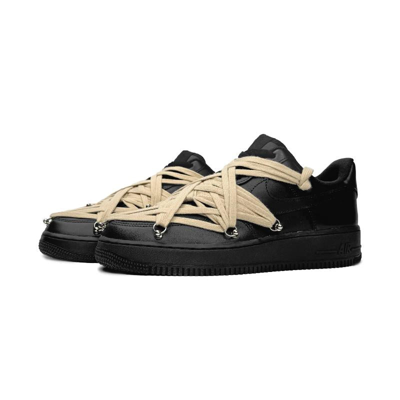 [Custom Black nine-pointed star straps for both men and women]  Air Force 1 Skateboarding Shoes Unisex
