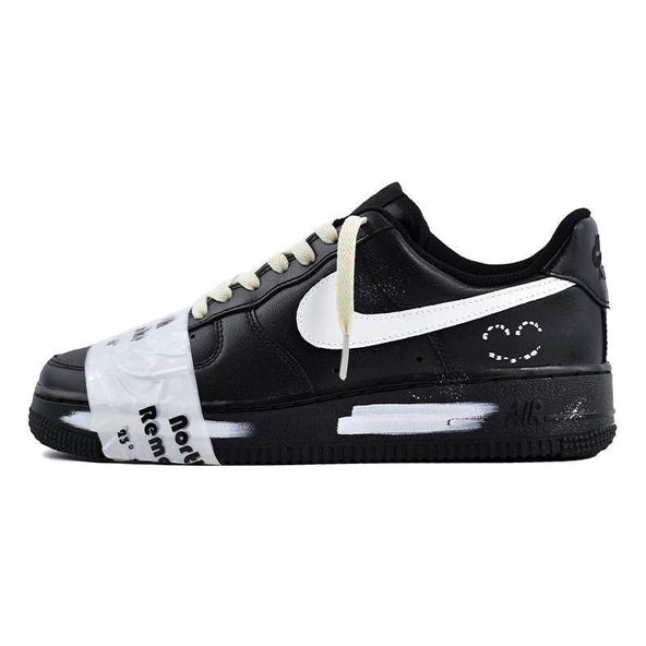 [Custom "North Latitude Smiling Face"]  Air Force 1 Skateboarding Shoes Unisex Low-top Black/white