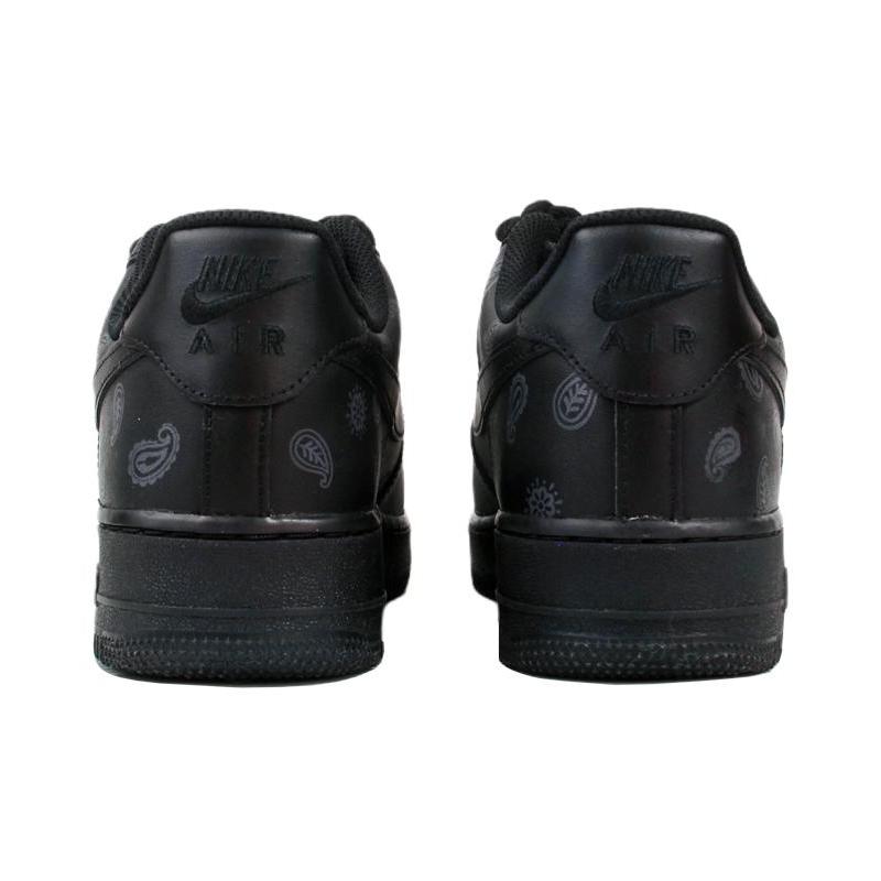 [Custom Black cashew flower for men]  Air Force 1 Skateboarding Shoes Men Low-top Black