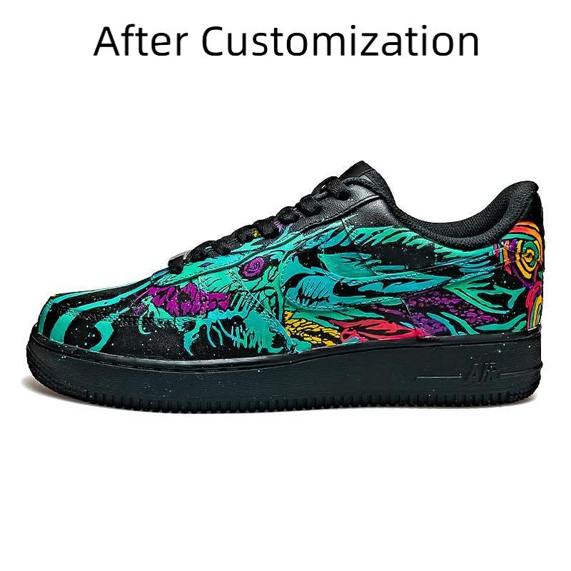 [Custom Night Wish] Nike Air Force 1 Skateboarding Shoes Men Low-top Black/blue/yellow/purple/orange/pink