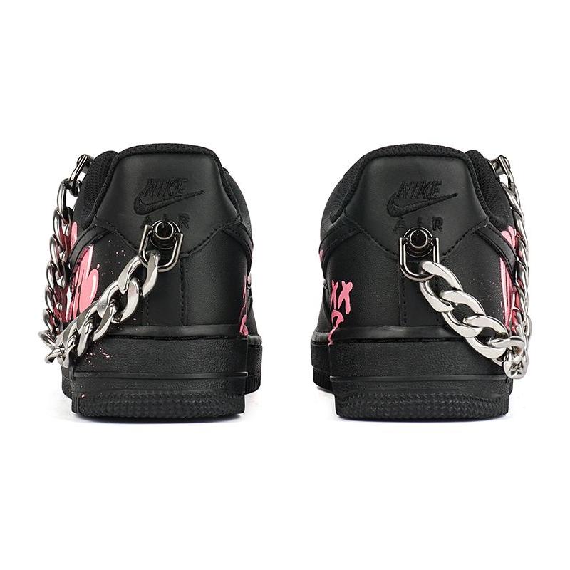 [Custom Men's low-top graffiti sneakers in black pink] Male  Air Force 1 Low Skate shoes