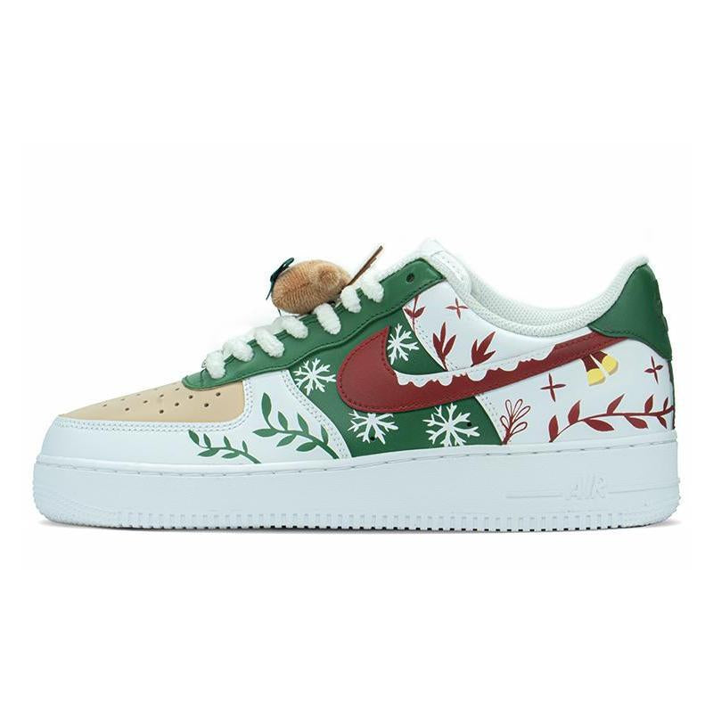 [Custom Christmas snowflake branches]  Air Force 1 Skateboarding Shoes Unisex