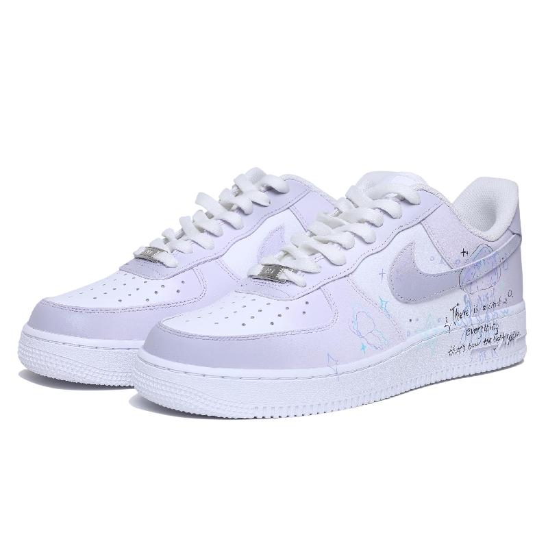 [Custom Ocean Lighthouse]  Air Force 1 Skateboarding Shoes Men Low-top Purple/white