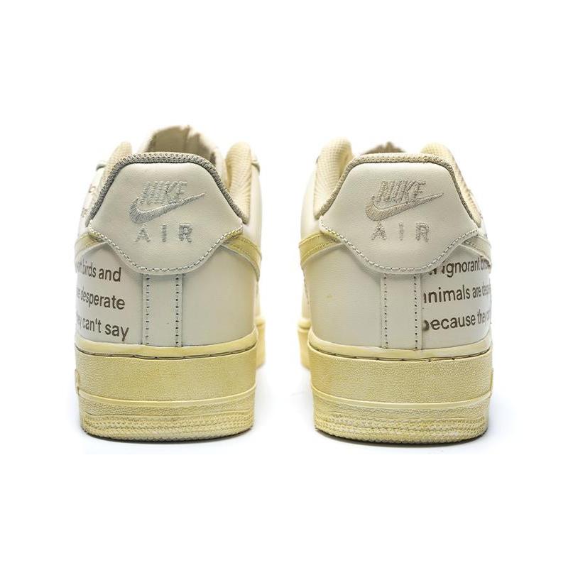 [Custom Men's aged and oxidized newspaper font]  Air Force 1 Skateboarding Shoes Men
