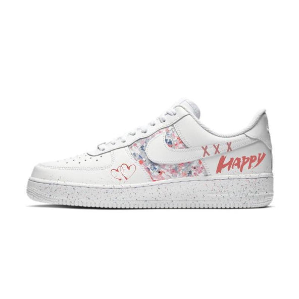 [Custom happy Yonghen]  Air Force 1 Skateboarding Shoes Men Low-top White/pink