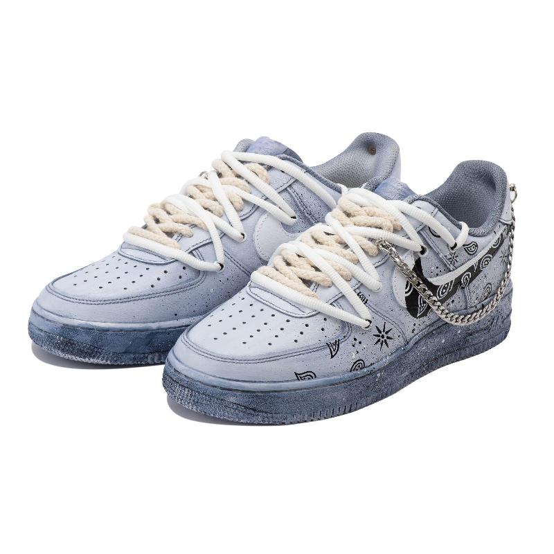 [Custom The men's style is dyed with cashew flower grayish-black]  Air Force 1 Skateboarding Shoes Men
