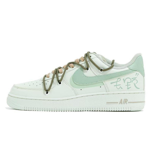 [Custom Men's summer-style QD]  Air Force 1 Skateboarding Shoes Men Low-top Green/Brown