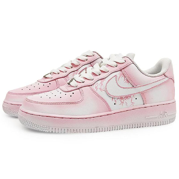 [Custom Pink Bambo]  Air Force 1 Skateboard Shoes Unisex Low-Top White/Pink