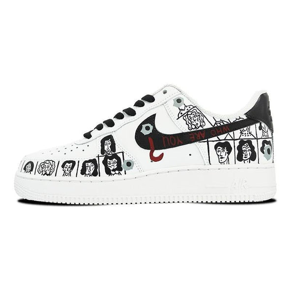 [Custom Men's hand-painted portrait in white, black and red]  Air Force 1 Skateboarding Shoes Men