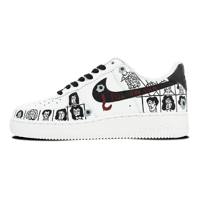 [Custom Men's hand-painted portrait in white, black and red]  Air Force 1 Skateboarding Shoes Men