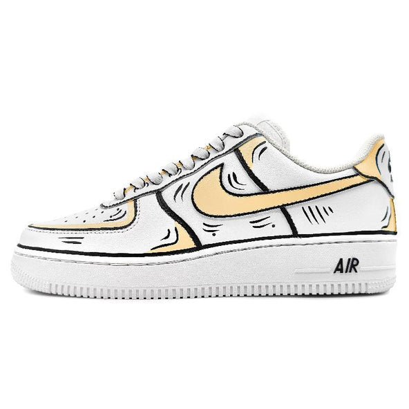 [Custom Male 2D style in yellow and gray]  Air Force 1 Skateboarding Shoes Men Low-top White/Black