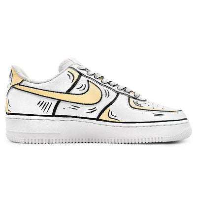 [Custom Male 2D style in yellow and gray]  Air Force 1 Skateboarding Shoes Men Low-top White/Black