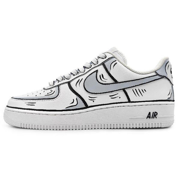 [Custom Male 2D black and gray style]  Air Force 1 Skateboarding Shoes Men