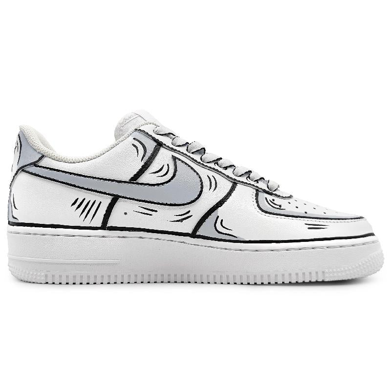 [Custom Male 2D black and gray style]  Air Force 1 Skateboarding Shoes Men