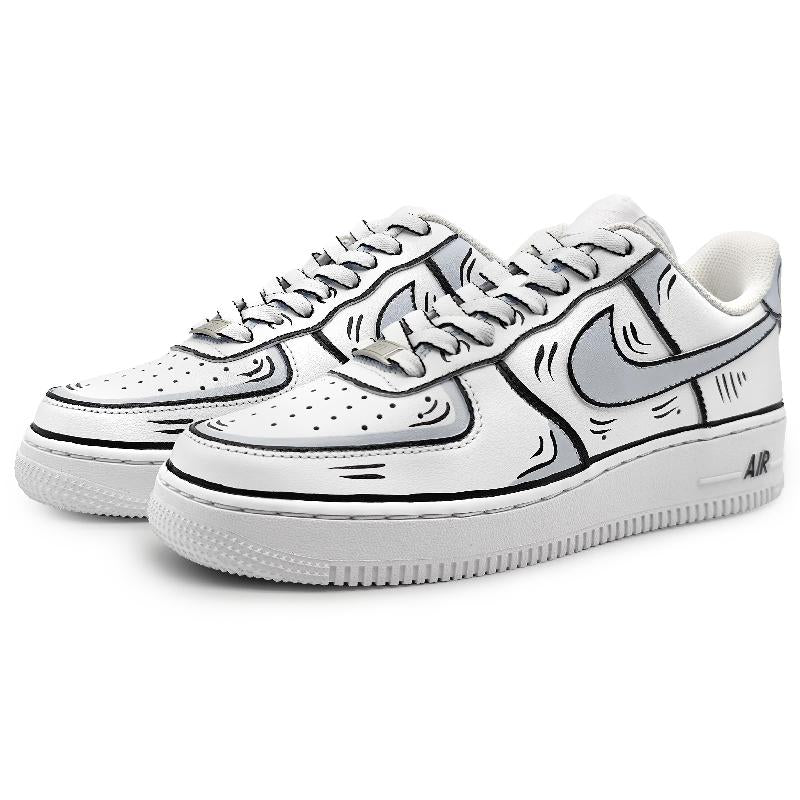[Custom Male 2D black and gray style]  Air Force 1 Skateboarding Shoes Men
