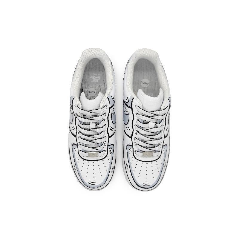 [Custom Male 2D black and gray style]  Air Force 1 Skateboarding Shoes Men