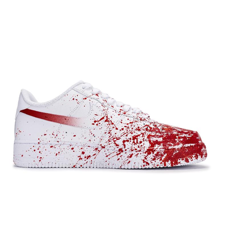 [Custom The same crime scene for both men and women]  Air Force 1 Skateboard Shoes Men Low-Top White Red