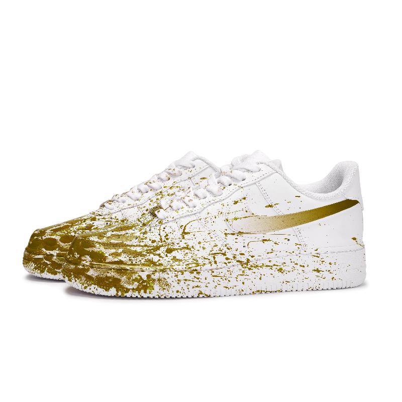 [Custom Immersive live for both men and women]  Air Force 1 Skateboard Shoes Unisex Low-Top White/Yellow