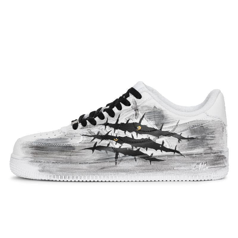 [Custom Peeping/Claw Marks]  Air Force 1 Skateboarding Shoes Unisex Low-top Black/grey