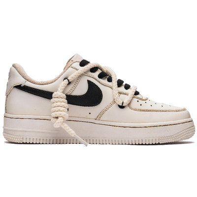 [Custom Men's ink-wash art in black and yellow]  Air Force 1 Skateboarding Shoes Men Low-top Black/Yellow