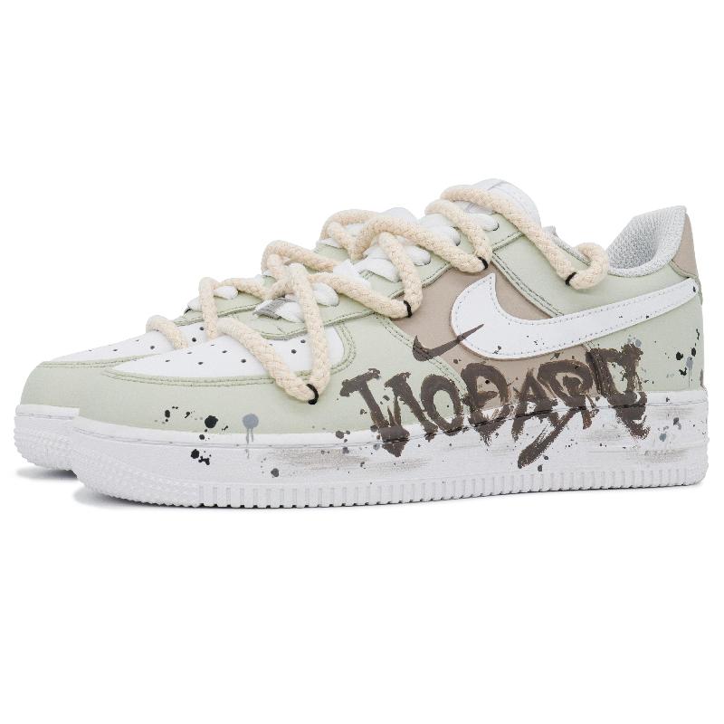 [Custom Men's style travels the world]  Air Force 1 Skateboarding Shoes Men Low-top Gray/Brown