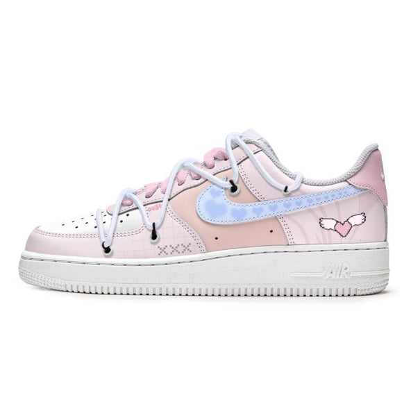[Custom Love game]  Air Force 1 Skateboard Shoes Unisex Low-Top Blue/Pink