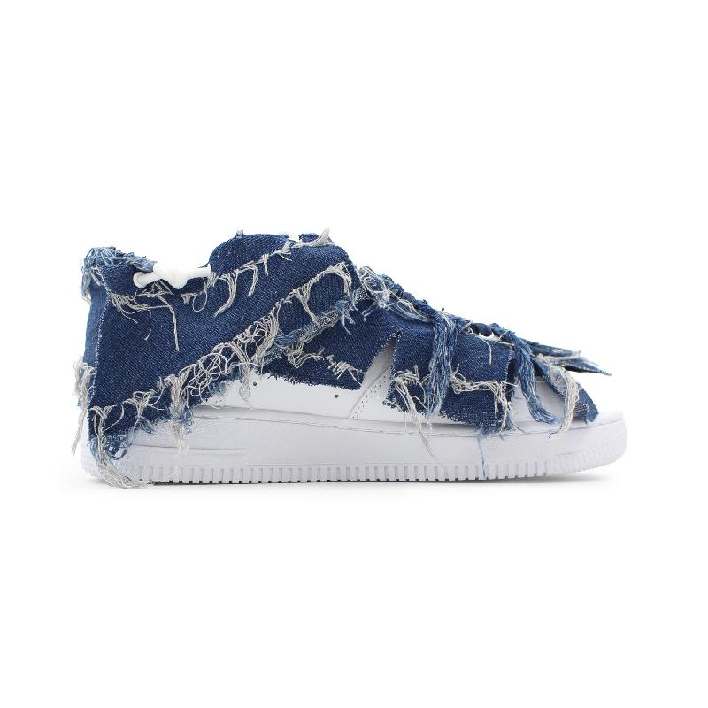 [Custom Broken cowboy]  Air Force 1 Skateboard Shoes Unisex Low-Top Blue