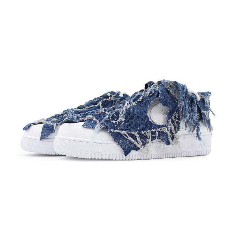[Custom Broken cowboy]  Air Force 1 Skateboard Shoes Unisex Low-Top Blue
