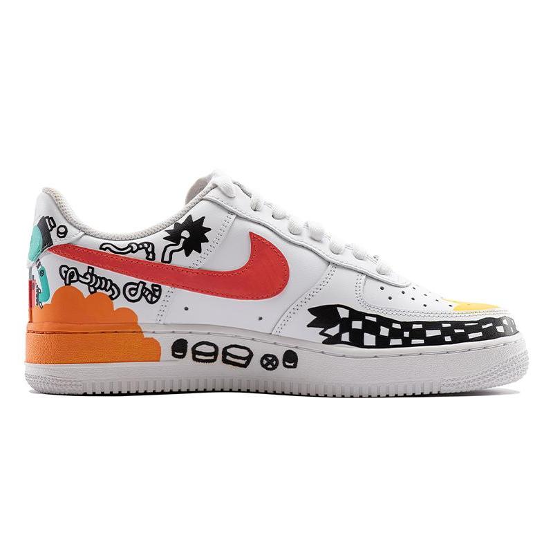 [Custom Graffiti Illustrations]  Air Force 1 Skateboarding Shoes Low-top White/yellow/black/red Unisex